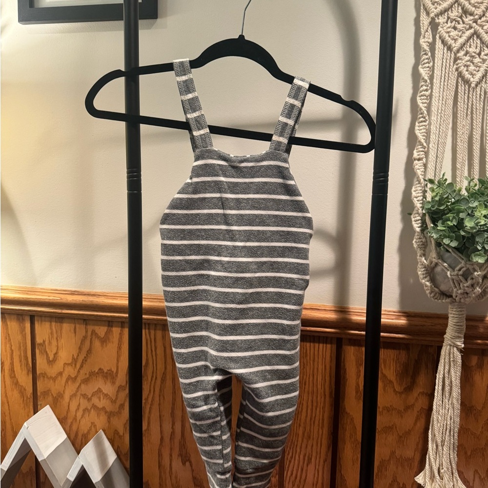 Little Wedgies Gray Striped Jumpsuit